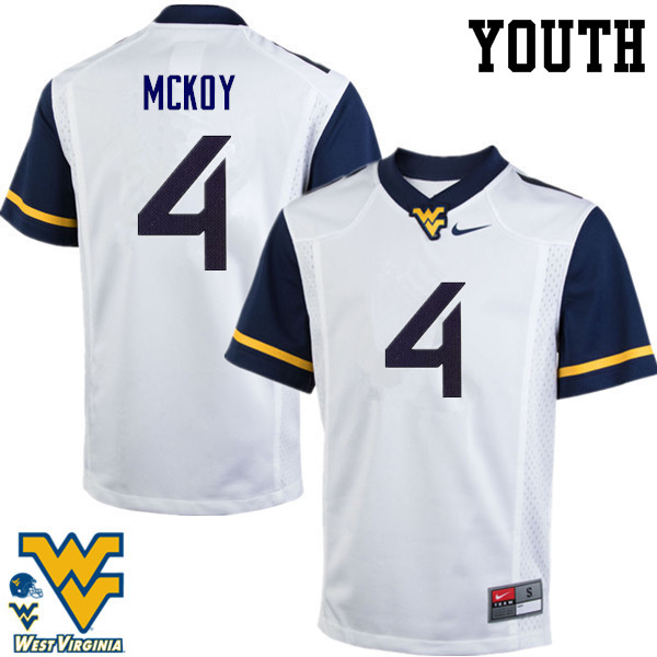 NCAA Youth Kennedy McKoy West Virginia Mountaineers White #4 Nike Stitched Football College Authentic Jersey EP23W47XD